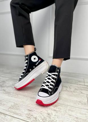 Кеді converse platform birds star hike white black3 фото