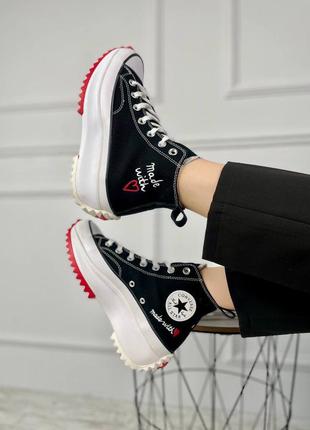 Кеді converse platform birds star hike white black1 фото