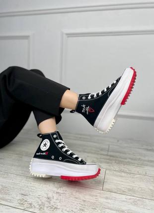 Кеді converse platform birds star hike white black5 фото