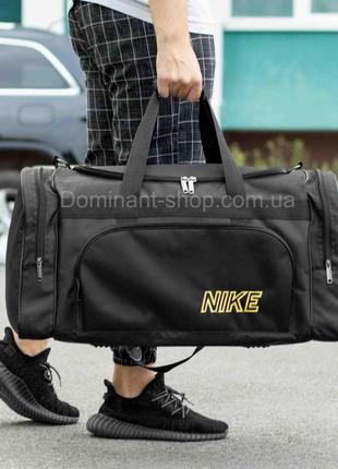 Большая дорожная спортивная сумка nike biz yellow черная тканевая на 60 литров для путешествий командировок5 фото