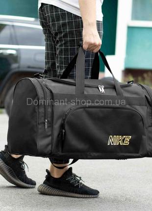 Большая дорожная спортивная сумка nike biz yellow черная тканевая на 60 литров для путешествий командировок2 фото