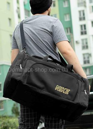 Большая дорожная спортивная сумка nike biz yellow черная тканевая на 60 литров для путешествий командировок6 фото