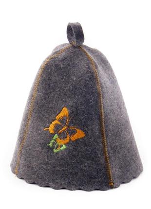 Банная шапка luxyart "бабочки", натуральный войлок, серый (la-216)