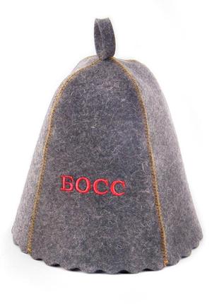 Банная шапка luxyart "босс", натуральный войлок, серый (la-219)