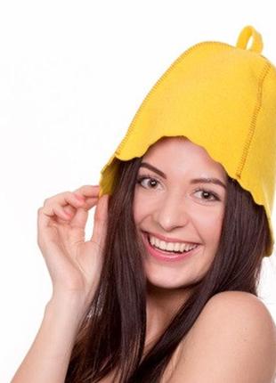 Банная шапка luxyart, натуральный войлок, желтый (la-998)1 фото