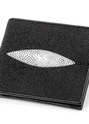 Портмоне мужское stingray leather 18053 из натуральной кожи морского ската черное1 фото