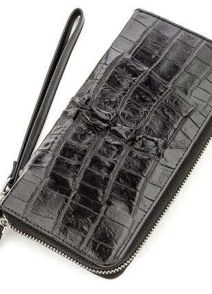 Портмоне чоловіче crocodile leather 18569 з натуральної шкіри крокодила чорне