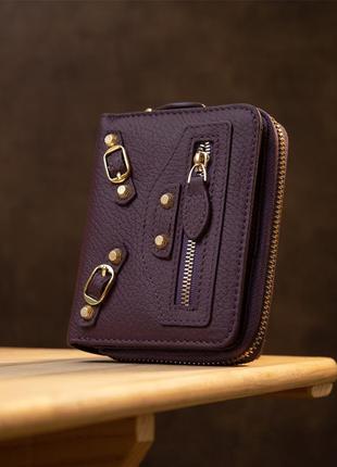 Кожаный женский кошелек guxilai 19396 фиолетовый8 фото