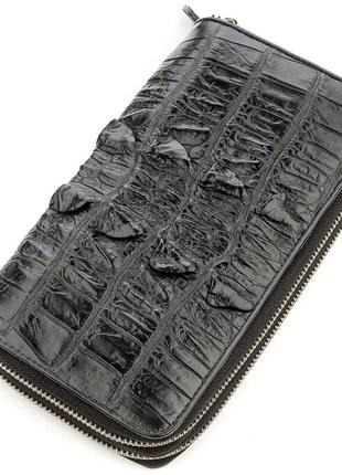 Клатч чоловічий crocodile leather 18570 з натуральної шкіри крокодила чорний
