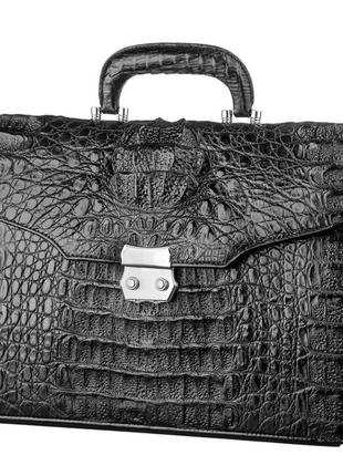 Портфель crocodile leather 18048 из натуральной кожи крокодила черный