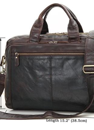 Сумка мужская сумка vintage 14393 под ноутбук 15.6 дюймов коричневая2 фото