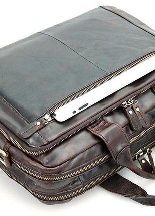 Сумка мужская сумка vintage 14393 под ноутбук 15.6 дюймов коричневая6 фото