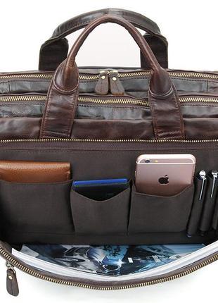 Сумка мужская сумка vintage 14393 под ноутбук 15.6 дюймов коричневая5 фото