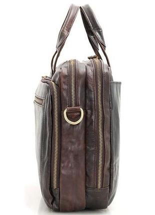 Сумка мужская сумка vintage 14393 под ноутбук 15.6 дюймов коричневая9 фото