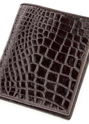 Портмоне crocodile leather 18529 з натуральної шкіри крокодила коричневе