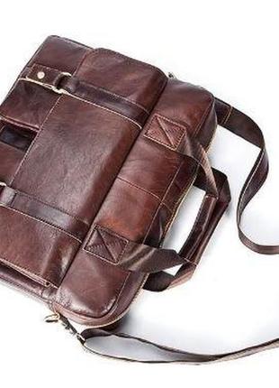 Деловая сумка мужская кожаная vintage 14792 коричневая5 фото