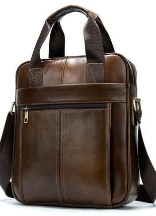 Ділова чоловіча сумка шкіряна vintage 14789 коричнева3 фото