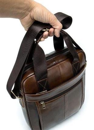 Ділова чоловіча сумка шкіряна vintage 14789 коричнева8 фото