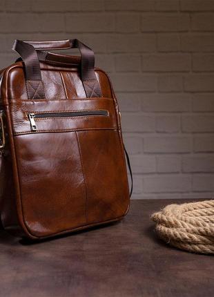Ділова чоловіча сумка шкіряна vintage 14789 коричнева9 фото