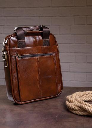 Ділова чоловіча сумка шкіряна vintage 14789 коричнева10 фото