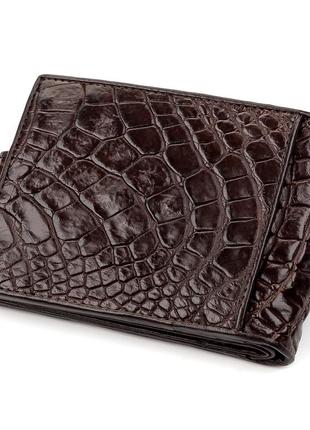 Гаманець crocodile leather 18210 з натуральної шкіри крокодила коричневий2 фото