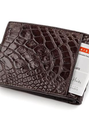 Гаманець crocodile leather 18210 з натуральної шкіри крокодила коричневий7 фото