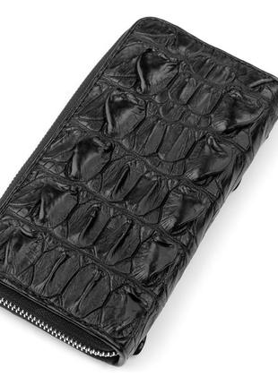 Кошелек crocodile leather 18249 из натуральной кожи крокодила черный2 фото