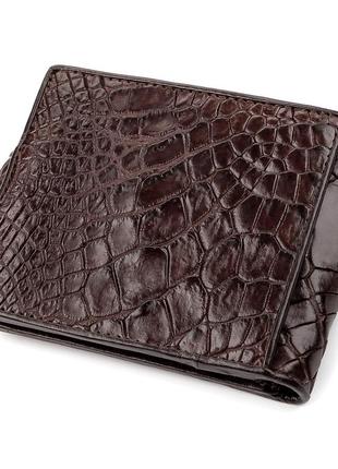 Гаманець crocodile leather 18208 з натуральної шкіри крокодила коричневий2 фото