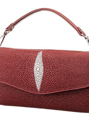 Горизонтальный клатч stingray leather 18291 из натуральной кожи морского ската бордовый