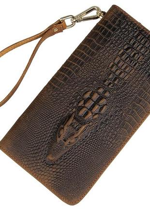 Мужской клатч vintage 14366 кожа под крокодила коричневый