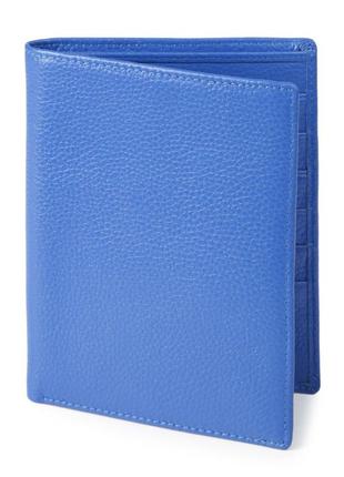 Кошелек shvigel 00922 кожаный с отделениями для паспортов голубый