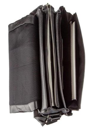 Портфель мужской karya 17283 кожаный черный флотар4 фото