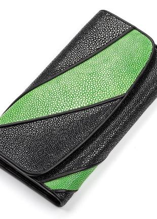 Гаманець жіночий stingray leather 18116 з натуральної шкіри морського скату чорний