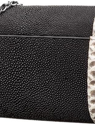 Сумка - клатч stingray leather 18219 из натуральной кожи морского ската черная2 фото