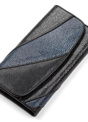Гаманець жіночий stingray leather 18119 з натуральної шкіри морського скату чорний