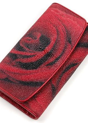 Гаманець жіночий stingray leather 18157 з натуральної шкіри морського скату червоний