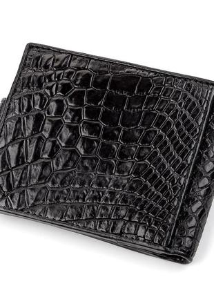 Гаманець crocodile leather 18207 з натуральної шкіри крокодила чорний2 фото