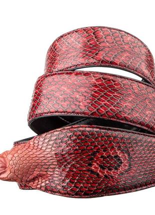 Ремінь snake leather 18593 з натуральної шкіри кобри червоний1 фото