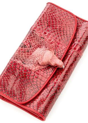 Гаманець-клатч жіночий snake leather 18542 з натуральної шкіри пітона бордовий