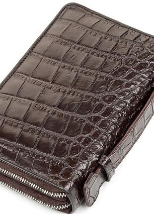 Клатч crocodile leather 18264 из натуральной кожи крокодила коричневый2 фото