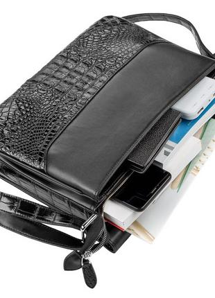 Сумка crocodile leather 18020 з натуральної шкіри крокодила чорна3 фото