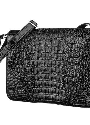 Сумка crocodile leather 18020 з натуральної шкіри крокодила чорна2 фото