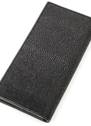 Кошелек женский stingray leather 18623 из натуральной кожи морского ската черный2 фото