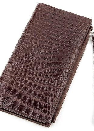 Клатч crocodile leather 18290 из натуральной кожи крокодила коричневый