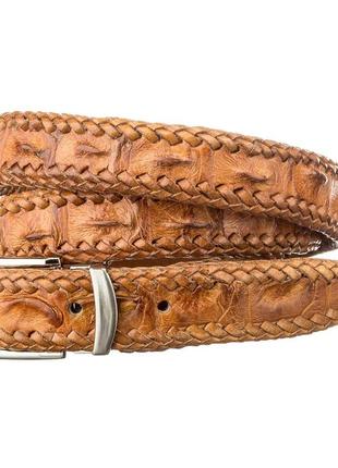 Ремень тонкий crocodile leather 18596 из натуральной кожи крокодила коричневый