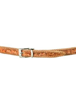 Ремень тонкий crocodile leather 18596 из натуральной кожи крокодила коричневый2 фото