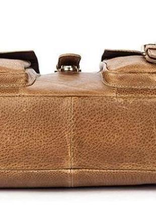 Сумка деловая мужская под ноутбук vintage 14753 светло-коричневая5 фото