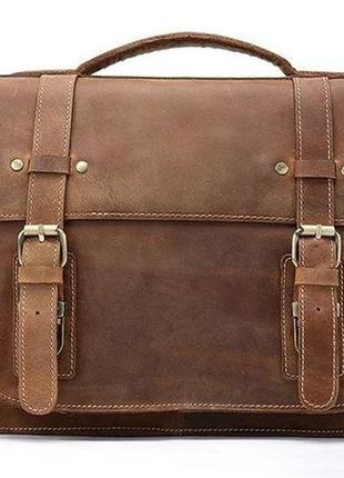 Сумка-портфель мужская из кожи на плечо vintage 14775 рыжая1 фото