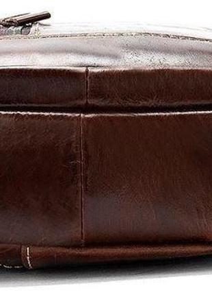 Сумка через плече гладка шкіряна vintage 14814 коричнева5 фото