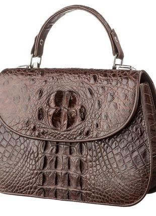 Сумка crocodile leather 18619 из натуральной кожи крокодила коричневая
